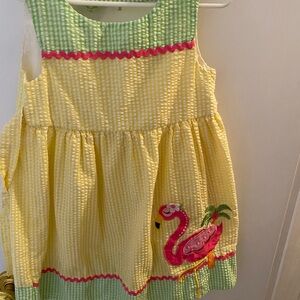 Emily Rose Green and Yellow Flamingo Dress